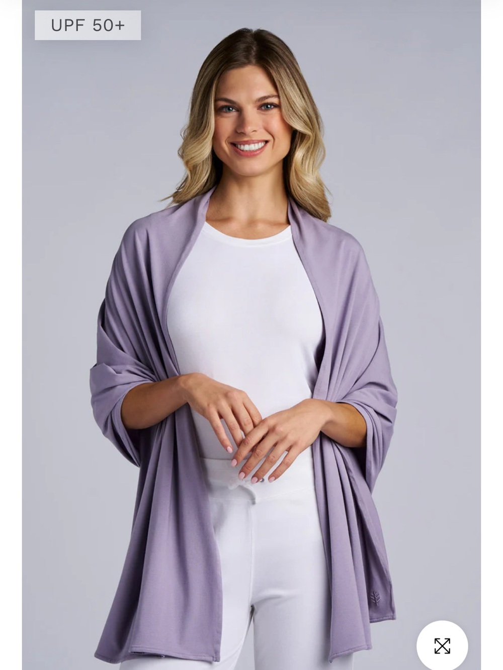 UPF 50+ Lavender Open-Front Wrap Shawl